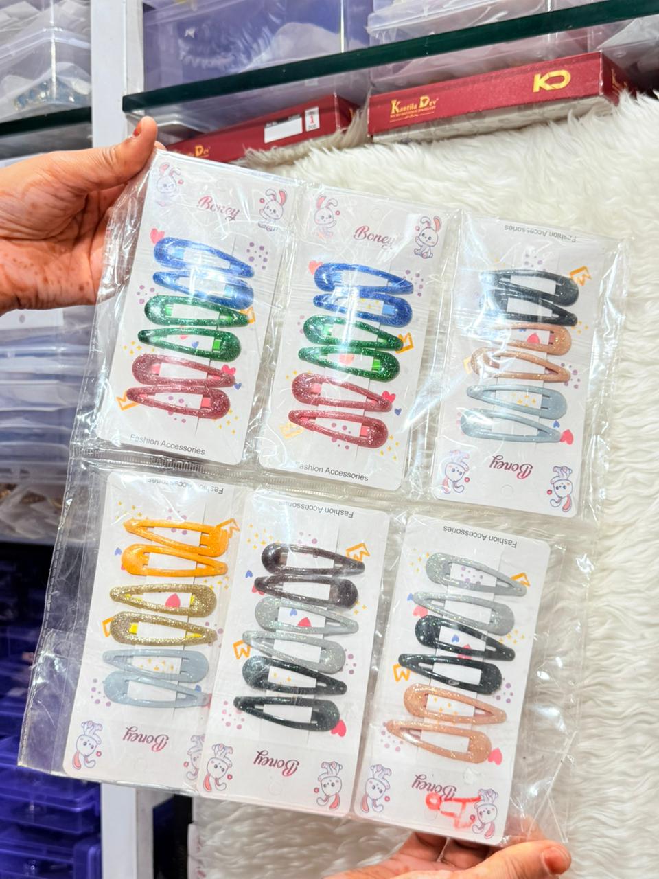 Metal tic Tac Colourful Hair Clips- 12Pc