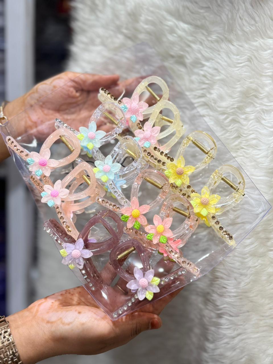 Floral Hair Claws - 12Pc Set